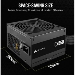 Corsair CX550 550W, 80 PLUS Bronze Certified, Up to 88%...