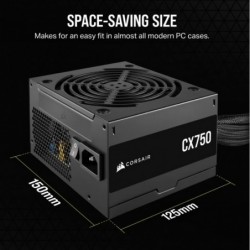 Corsair CX750 750W, 80 PLUS Bronze Certified, Up to 88%...