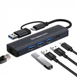 Simplecom CHN436 USB-C and USB-A to 4-Port USB HUB with...