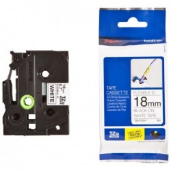 Brother 18mm Black on White FlexibleTZE Tape