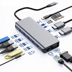 Astrotek USB-C Dock 12-in-1 Multiport Hub/Docking Station...