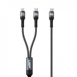 USP Braided 2-in-1 USB-C to Lighting (27W)   USB-C (100W)...