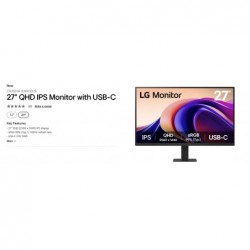 LG 27'' IPS 5ms 2K QHD 2560x1440, HDR10, USB-C (15W) AMD...