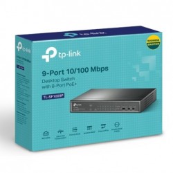 TP-Link TL-SF1009P 9-Port 10/100Mbps Desktop Switch with...