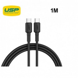 USP BoostUp Braided USB-C to USB-C Cable (1M) Black -3A...