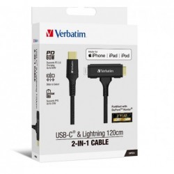 Verbatim 2-in-1 Cable Type C to C & Lightning Kevlar...