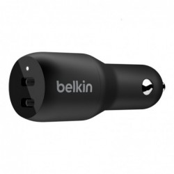 Belkin BoostCharge 36W Dual USB-C Car Charger - Black...