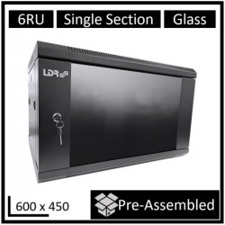 LDR Assembled 6U Wall Mount Cabinet (600mm x 450mm) Glass...