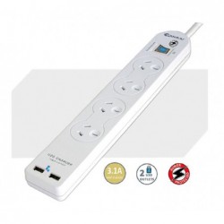 Sansai 4 Way Basic Powerboard USB Ax2 4 Outlets Master...