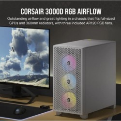 Corsair 3000D RGB AIRFLOW Mid-Tower PC Case - White, ATX,...