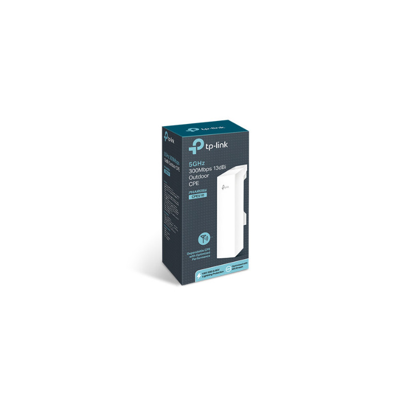 TP-Link CPE510 5GHz 300Mbps 13dBi Outdoor CPE Access Point up to 27dBm, 2T2R, 802.11a/n, 16dBi Directional Antenna, Weatherpr