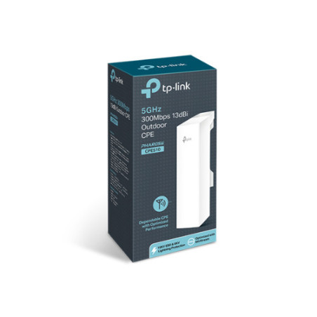 TP-Link CPE510 5GHz 300Mbps 13dBi Outdoor CPE Access Point up to 27dBm, 2T2R, 802.11a/n, 16dBi Directional Antenna, Weatherpr