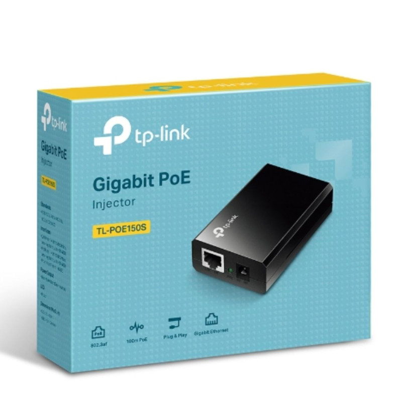 TP-Link POE150S Omada PoE Injector Adapter, IEEE 802.3af compliant, Data and power carried over the same cable up to 100 mete
