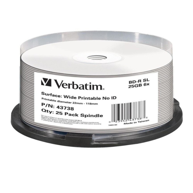 Verbatim Blu-Ray BD-R 25pk 25GB, 6x, Spindle