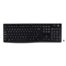 Logitech K270 2.4 GHz Wireless Full Size Keyboard 128-bit AES encryption 24-month battery life Spill resistant Durable UV-coa