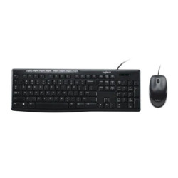Logitech MK200 USB Media Keyboard and Mouse Combo - 1000dpi USB Full-size Keyboard, Thin profile, play/pause, volume, the Int