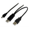 Astrotek USB 2.0 Y Splitter Cable - Type A Male to Mini B 5 pins 1m   USB Type A Male 2m Black Colour Power Adapter Hub Charg