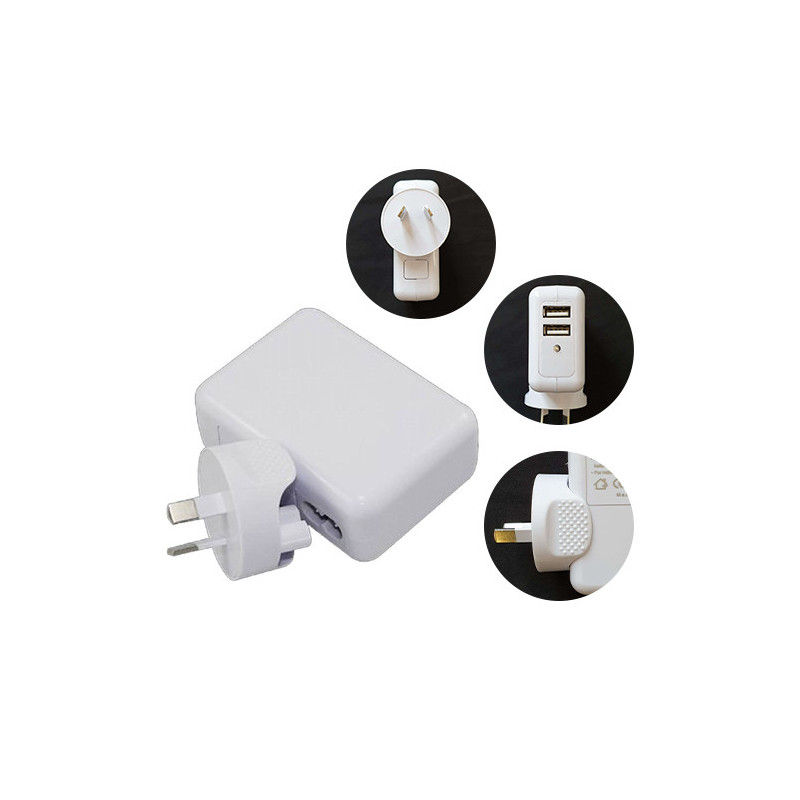 Astrotek USB Travel Wall Charger AU Power Adapter Plug 5V 2.1A 100V-240V 2 Ports White Colour for iPhone Samsung Smartphones 