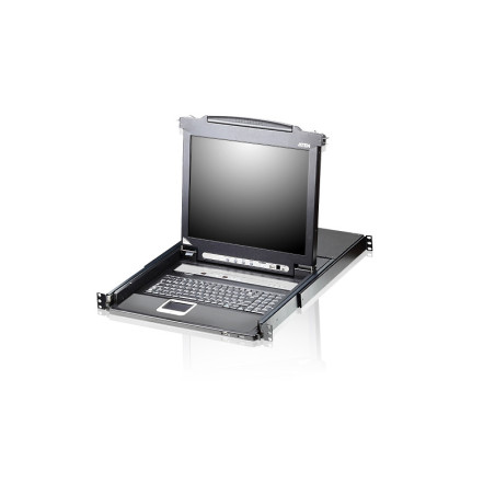 Aten Rackmount KVM Switch Single Rail 8 Port VGA PS/2-USB w/ 17' LCD Display, 2x Custom KVM Cables, 1280x1024@75hz Display, L