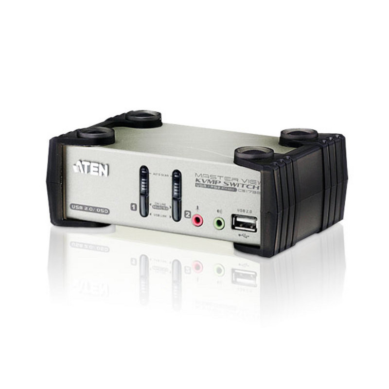 Aten Desktop KVMP Switch 2 Port Single Display VGA w/ audio & OSD, 2x Custom KVM Cables Included, 2x USB Port, Selection Via 