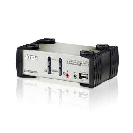 Aten Desktop KVMP Switch 2 Port Single Display VGA w/ audio & OSD, 2x Custom KVM Cables Included, 2x USB Port, Selection Via 