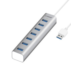 mbeat® 7-Port USB 3.0 Powered Hub - USB 2.0/1.1/Aluminium Slim Design Hub with Fast Data Speeds (5Gbps) Power Delivery for P