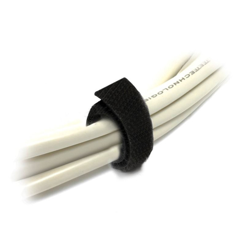 8Ware 25m x 12mm Velcro Wide Cable Tie Hook & Loop Continuous One Sided Self Adhesive Fastener Sticky Tape Roll Black