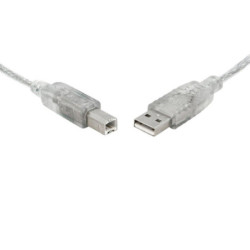 8Ware USB 2.0 Cable 1m Type A to B Male to Male Printer Cable for HP Canon Dell Brother Epson Xerox Transparent Metal Sheath 