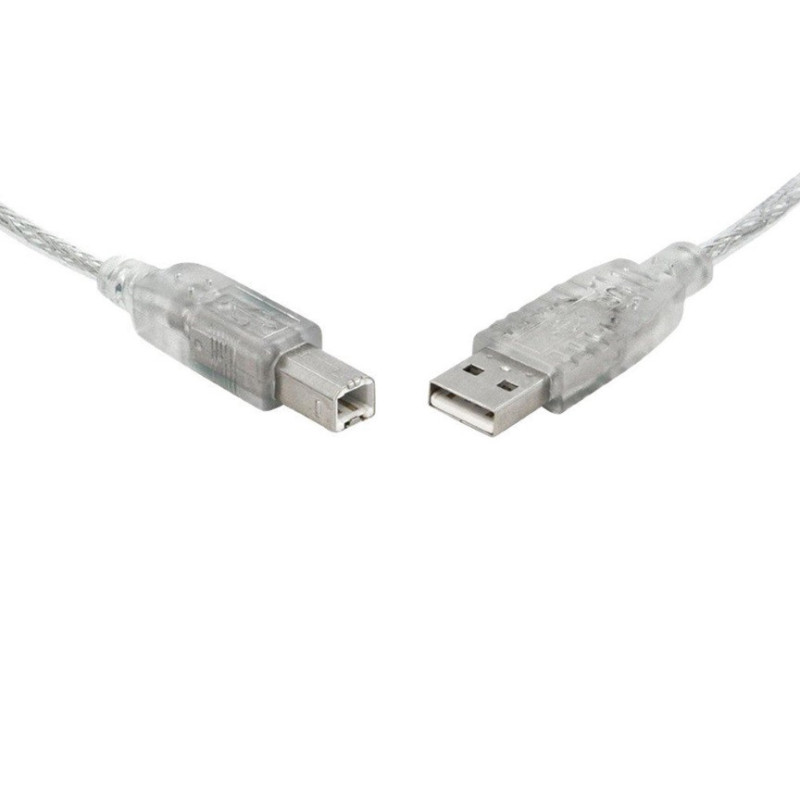 8Ware USB 2.0 Cable 1m Type A to B Male to Male Printer Cable for HP Canon Dell Brother Epson Xerox Transparent Metal Sheath 