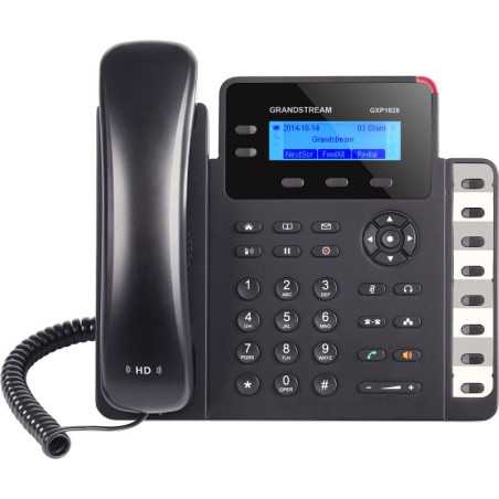 Grandstream GXP1628 2 Line IP Phone, 2 Sip Accounts, 132x48 Backlit Graphical Display, HD Audio, Dual-Switched Gigabit Ports,