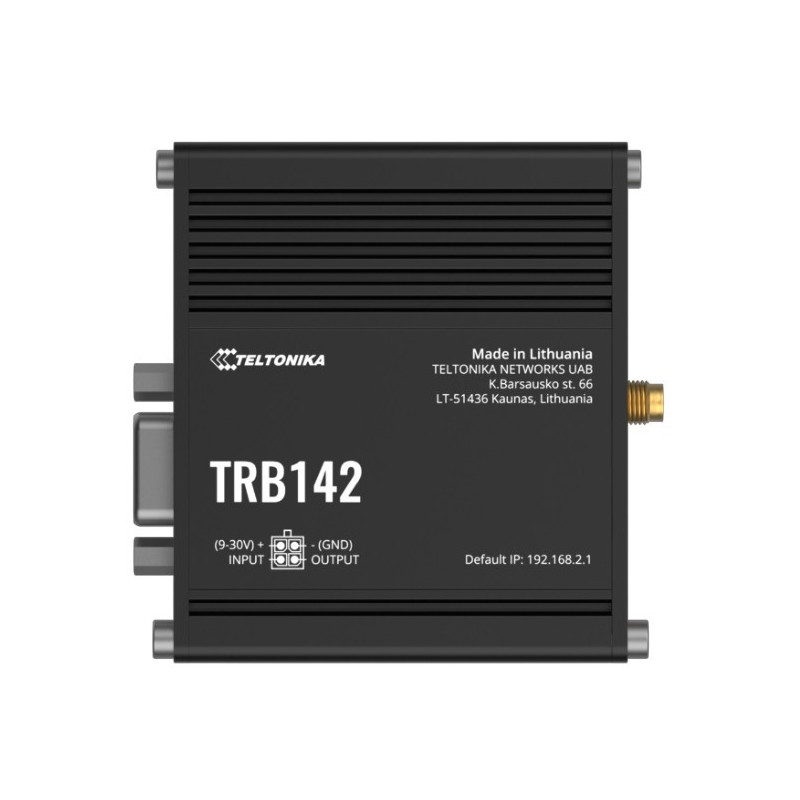 Teltonika TRB142 Industrial Rugged LTE RS232 Gateway, 4G/LTE (Cat 1), Equipped with RS232, Compatible with Industrial DNP3, P