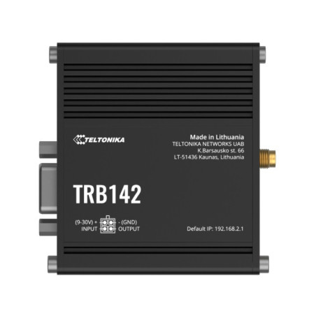 Teltonika TRB142 Industrial Rugged LTE RS232 Gateway, 4G/LTE (Cat 1), Equipped with RS232, Compatible with Industrial DNP3, P