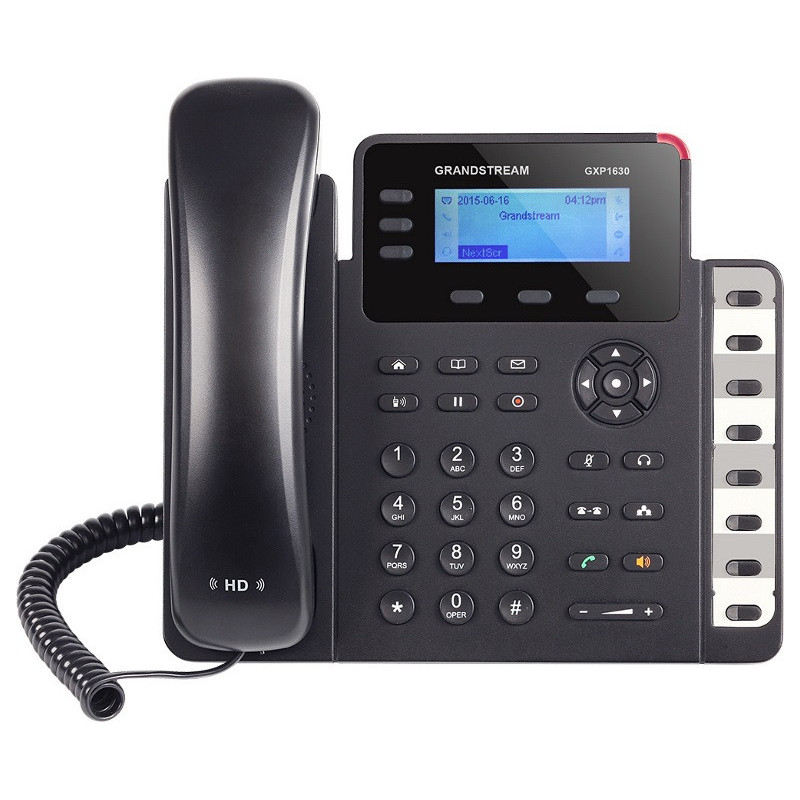 Grandstream GXP1630 3 Line IP Phone, 3 SIP Accounts, 132 x 64 Backlit LCD Display, HD Audio, Dual-Switched Gigabit Ports, Pow