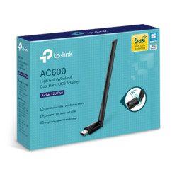 TP-Link Archer T2U Plus AC600 High Gain Wi-Fi Dual Band USB Adapter,433Mbps at 5GHz   200Mbps at 2.4GHz, USB 2.0, 1 high gain
