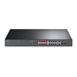 TP-Link TL-SL1218MP 16-Port 10/100Mbps PoE  Switch, 16 10/100Mbps RJ45 Ports, 2 Gigabit RJ45 Ports, 2 Combo SFP Slots, 802.3a