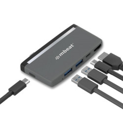(LS) mbeat® Essential Pro  5-IN-1 USB- C Hub (4k HDMI Video, USB-C PD Pass Through Charging, USB 3.0 x 2, USB-C x 1) USB 3