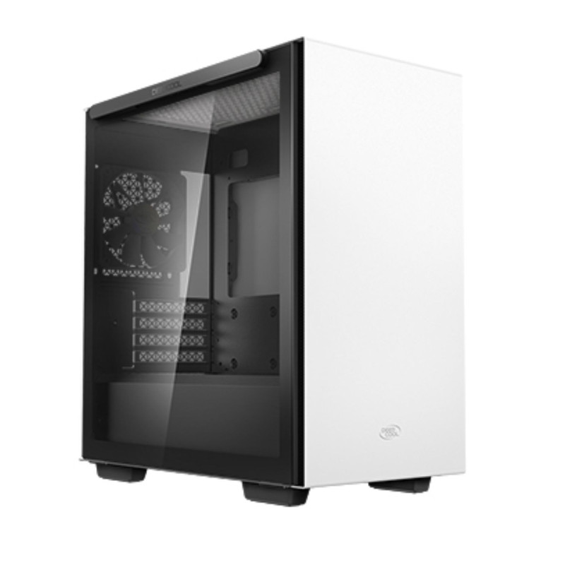 DeepCool MACUBE 110 White Minimalistic Micro-ATX Case, Magnetic Tempered Glass Panel, Removable Drive Cage, Adjustable GPU Ho