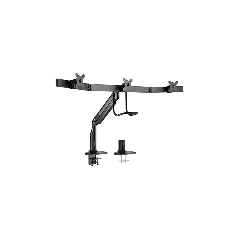Brateck Triple Monitors Select Gas Spring Aluminum Monitor Armt Fit Most Screen Size 17'-32' up to 6.5kg VESA 75x75/100x100 (