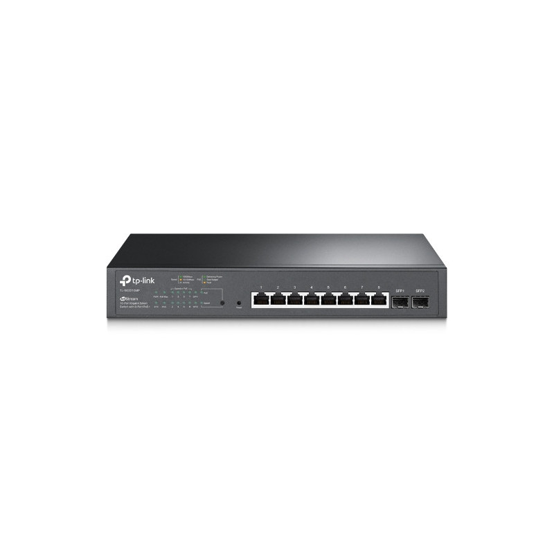 TP-Link SG2210MP 10-Port Gigabit Smart Switch with 8-Port PoE  1xFan 14.9Mpps Support Omada SDN, 802.1p CoS/DSCP QOS, IGMP Sn
