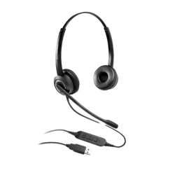 Grandstream GUV3000 Dual Ear USB Headset, Noise Canceling Microphone, HD Audio, 2m USB Cable, Suits Teams, Zoom, 3CX, Inline 