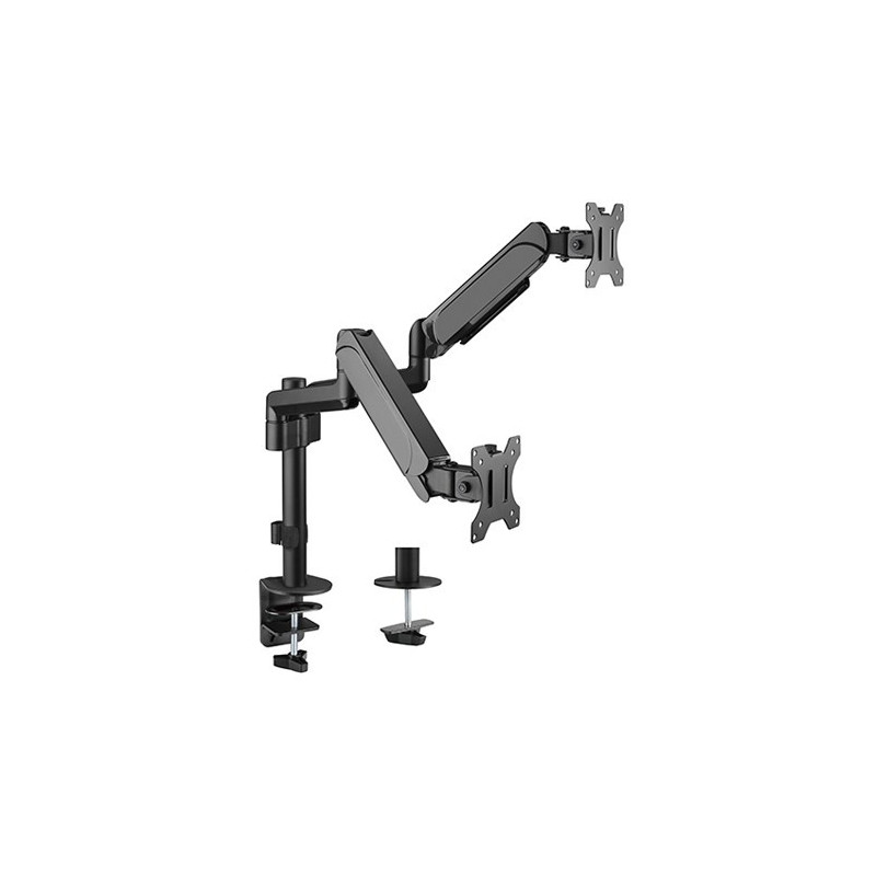 Brateck Dual Monitors Pole-Mounted Gas Spring Monitor Arm Fit Most 17'-32' Monitors Up to 9kg per screen VESA 75x75/100x100