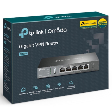 TP-Link TL-ER605 (TL-R605) SafeStream Gigabit Multi-WAN VPN Router PPPoE 1 WAN 3 Changeable WAN/LAN Ports 10BASE-T, Centralis