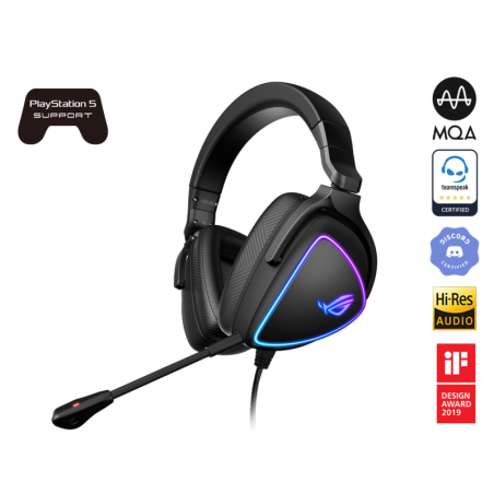 ASUS ROG DELTA S Lightweight USB-C Gaming Headset with AI noise-canceling mic, MQA rendering technology, RGB lighting, PC, Sw