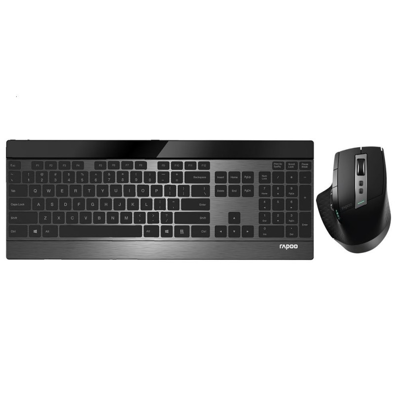 RAPOO 9900M Multi-mode Wireless Ultra-slim Keyboard & Mouse - Bluetooth 4.0, 2.4G Multi-Mode Switch, Ultra-Slim Keys, Adjusta