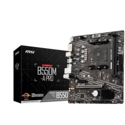 MSI B550M-A PRO Motherboard AMD Ryzen AM4, 2xDDR4, support up to 64GB, 1xPCIe 4.0/3.0 x16 slot, 2xSATA 6Gb, 6xUSB3.0, 6xUSB2.