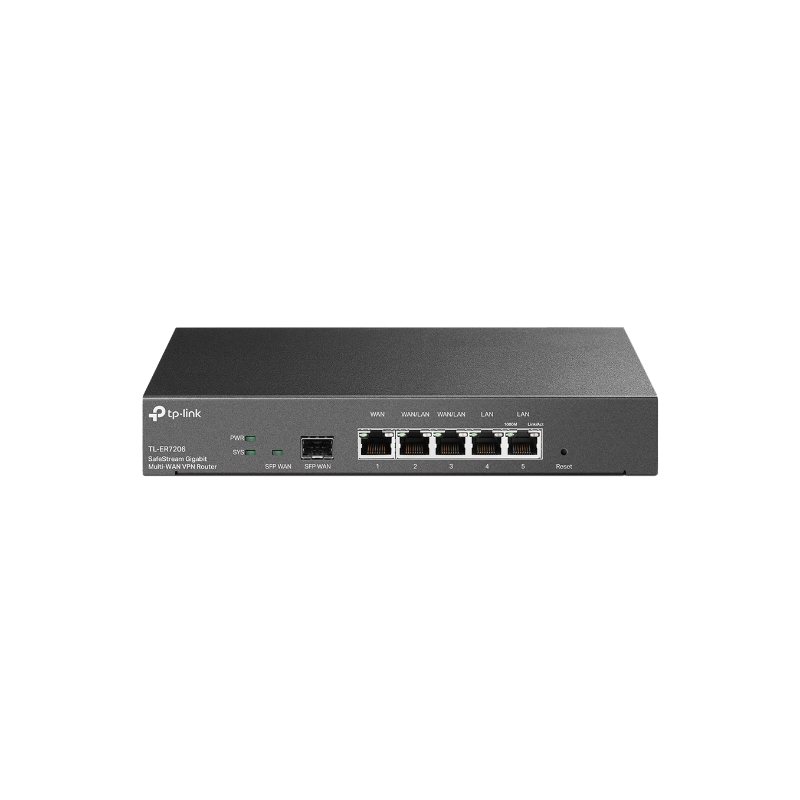 TP-Link TL-ER7206 Omada SafeStream Gigabit Multi-WAN VPN Router, 4 WAN Ports: 1 Gigabit SFP WAN port, 1 Gigabit RJ45 WAN Port
