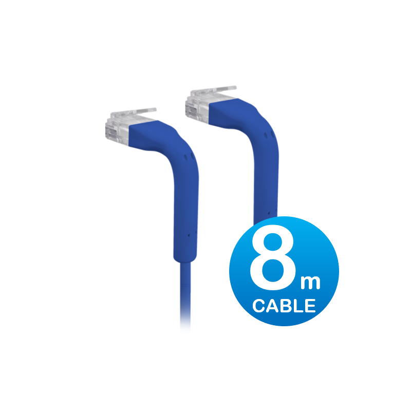 UniFi Patch Cable 8m Blue, Both End Bendable to 90 Degree, RJ45 Ethernet Cable, Cat6, Ultra-Thin 3mm Diameter U-Cable-Patch-8