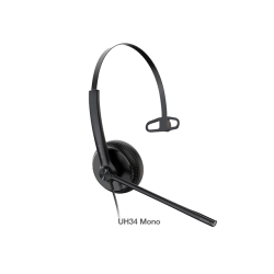 Yealink UH34 Mono Teams USB Headset, Lightweight, All Day Wearing Comfort, Ear Wideband Noise Cancelling Microphone, Leather 