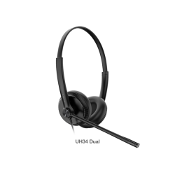 Yealink UH34 Dual Teams USB Headset, Lightweight, All Day Wearing Comfort, Ear Wideband Noise Cancelling Microphone, Leather 