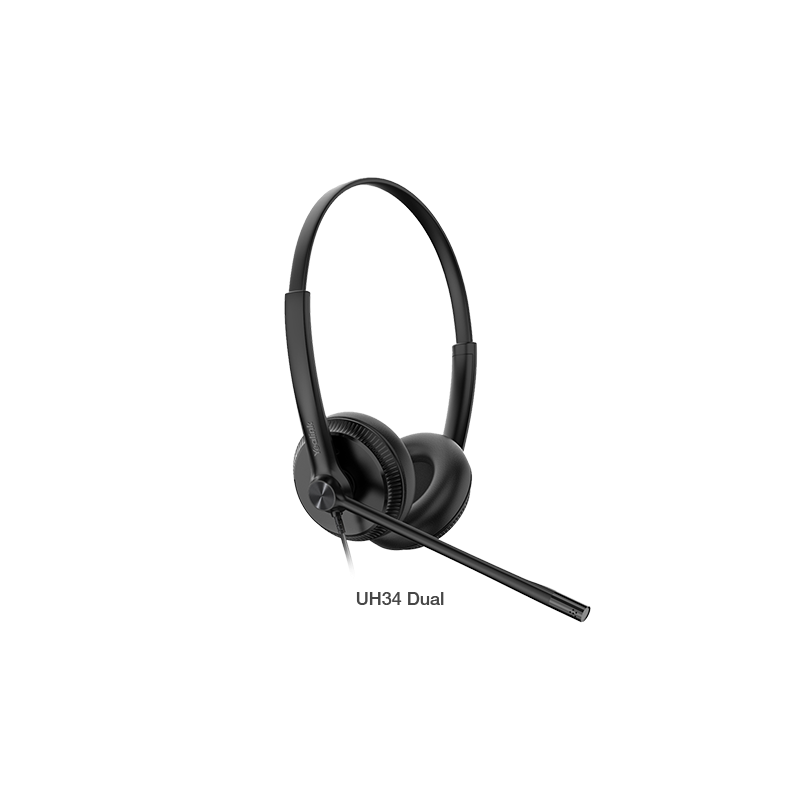 Yealink UH34 Dual Teams USB Headset, Lightweight, All Day Wearing Comfort, Ear Wideband Noise Cancelling Microphone, Leather 